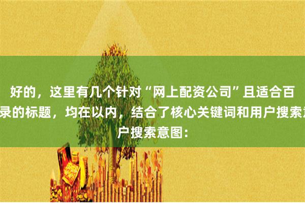 好的，这里有几个针对“网上配资公司”且适合百度收录的标题，均在以内，结合了核心关键词和用户搜索意图：